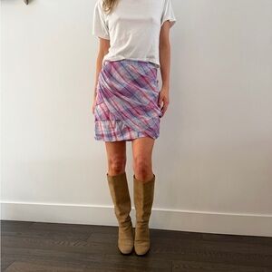 Isabel Marant Pink and Blue Plaid Mini Skirt